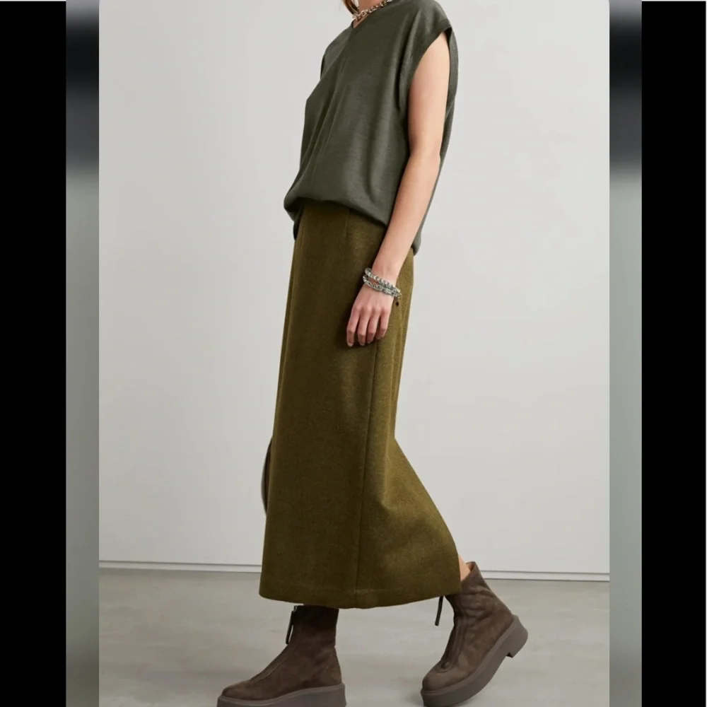 The Row 100% Merino Wool Vest Down Top Deep Moss s2. - Picture 1 of 16